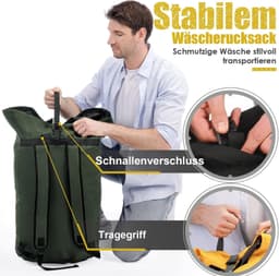 Grote Vuilwaszak XXL 115 Liter, Vouwbare Opbergtas voor Kleding, Ideaal voor Reizen en Camping met 2 Verstelbare Schouderbanden — thumbnail 2