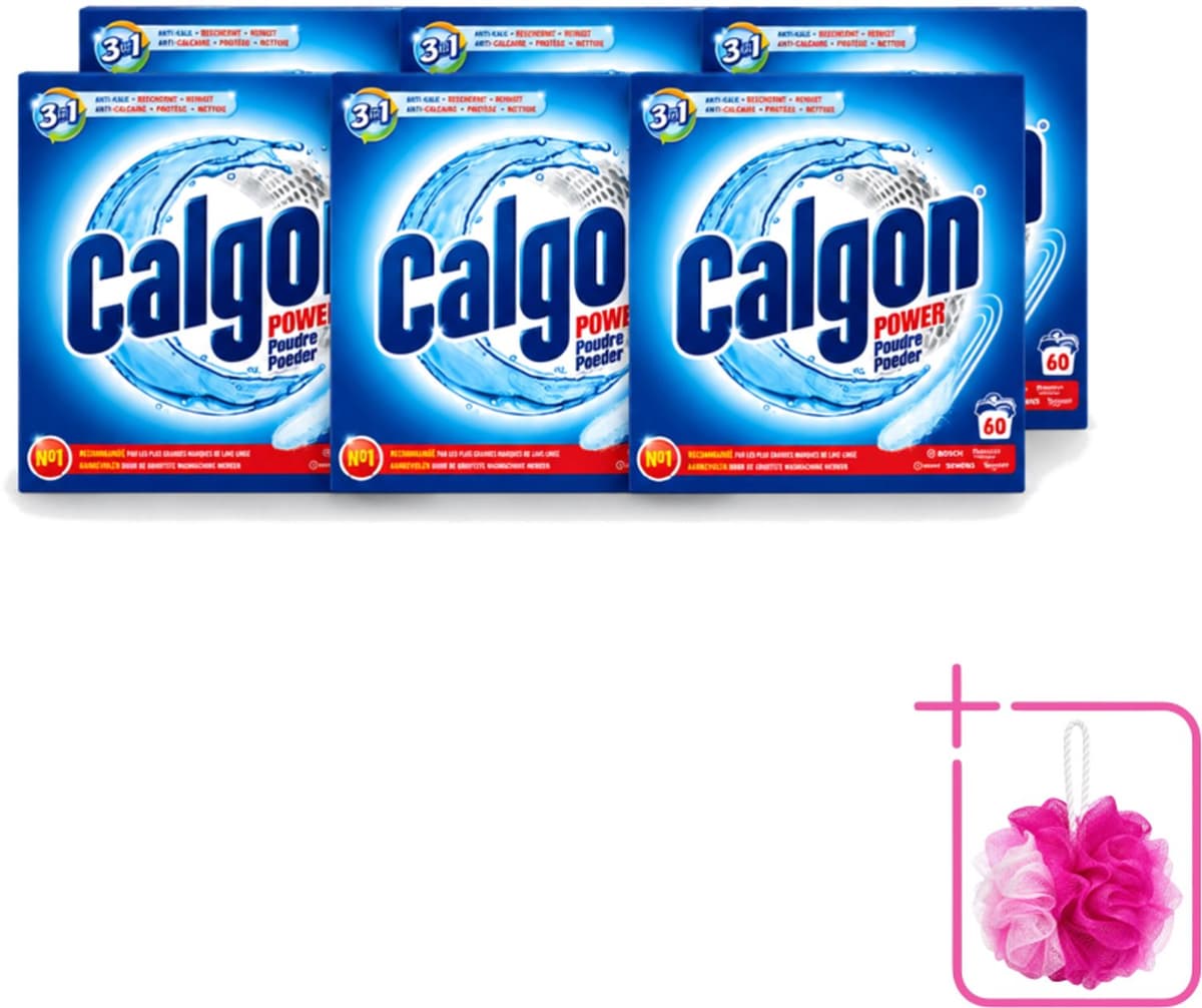 6 x Calgon – Wasmachinereiniger Poeder – 3-in-1 Power Anti-Kalk – 60 doseringen - Bulkverpakking - Wasmachine reiniger - Douchemop - Anti-kalk poeder — afbeelding 1