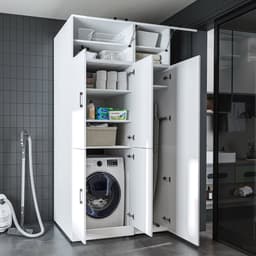 Roomart DORA-II Wasmachine Ombouwkast 115x230 cm met Opzetkast - Wit — thumbnail 1