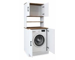 Roomart ATLANTIC-I Wasmachine Ombouwkast 70x180 cm - Overbouwkast - Wit Eiken