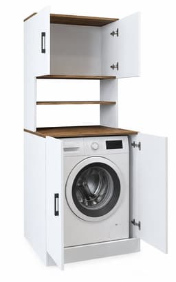 Roomart ATLANTIC-I Wasmachine Ombouwkast 70x180 cm - Overbouwkast - Wit Eiken — thumbnail 1