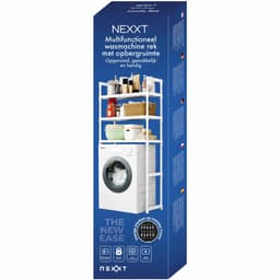Nexxt Wasopbouw Wasmachinerek met Opbergruimte - 72 x 26 x 162 cm - Wit - Opbergrek Boven Wasmachine met Haken — thumbnail 1