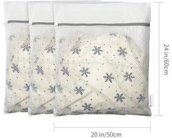 3 wasnetten voor fijne was 58 x 50 cm – honingraatmesh met rits, wit