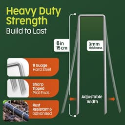 Grondankers 50 stuks + 8 sluitringen, 15 cm lang, 25 mm breed, 3 mm dik, voor tuin, kunstgras en kamperen, gegalvaniseerd staal — thumbnail 2