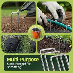 Grondankers 50 stuks + 8 sluitringen, 15 cm lang, 25 mm breed, 3 mm dik, voor tuin, kunstgras en kamperen, gegalvaniseerd staal — thumbnail 4