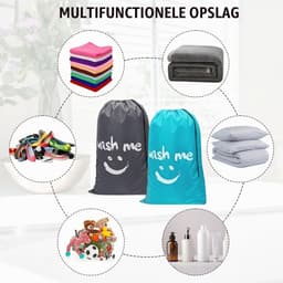 Waszak met grote capaciteit, gemakkelijk mee te nemen, ideaal voor reizen, kamperen, badkamer en studentenhuis, set van 2 (blauw + grijs) — thumbnail 5