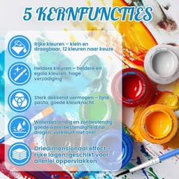 12 x 25 ml stofverf, verf voor permanente stoffen, wasbare stofkleur, kan worden gebruikt voor het schilderen van kleding, schoenen en linnen tassen, 2 borstels — thumbnail 2