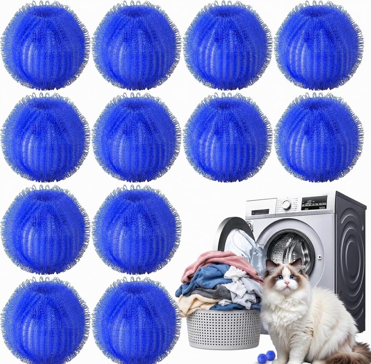YAGXIG Haarvanger voor de wasmachine - Verwijdert dierenharen uit de was - Zeer efficiënte haarvanger voor katten en honden - Geschikt voor kleding, lakens, handdoeken en fleece dekens - Zacht voor stoffen - Verpakking van 12 stuks — afbeelding 1