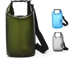 Dry Bag 5L Waterdichte Tas, Waterdichte Opbergtas, Waterdichte Dry Bag met Rolsluiting en Schouderriem voor Strand, Zwemmen, Boot, Kajak, Vissen, Raften, Kamperen, A3-Groen