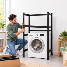 Wasmachine rek - 120x90x60 cm - 200 kg - zwart-bruin — thumbnail 5