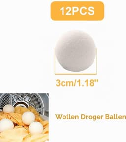 Drogerballen, drogerballen van natuurlijke wol, drogerballen voor de wasdroger, set van 12, Wool Dryer Balls voor dons, verkort de droogtijd — thumbnail 2