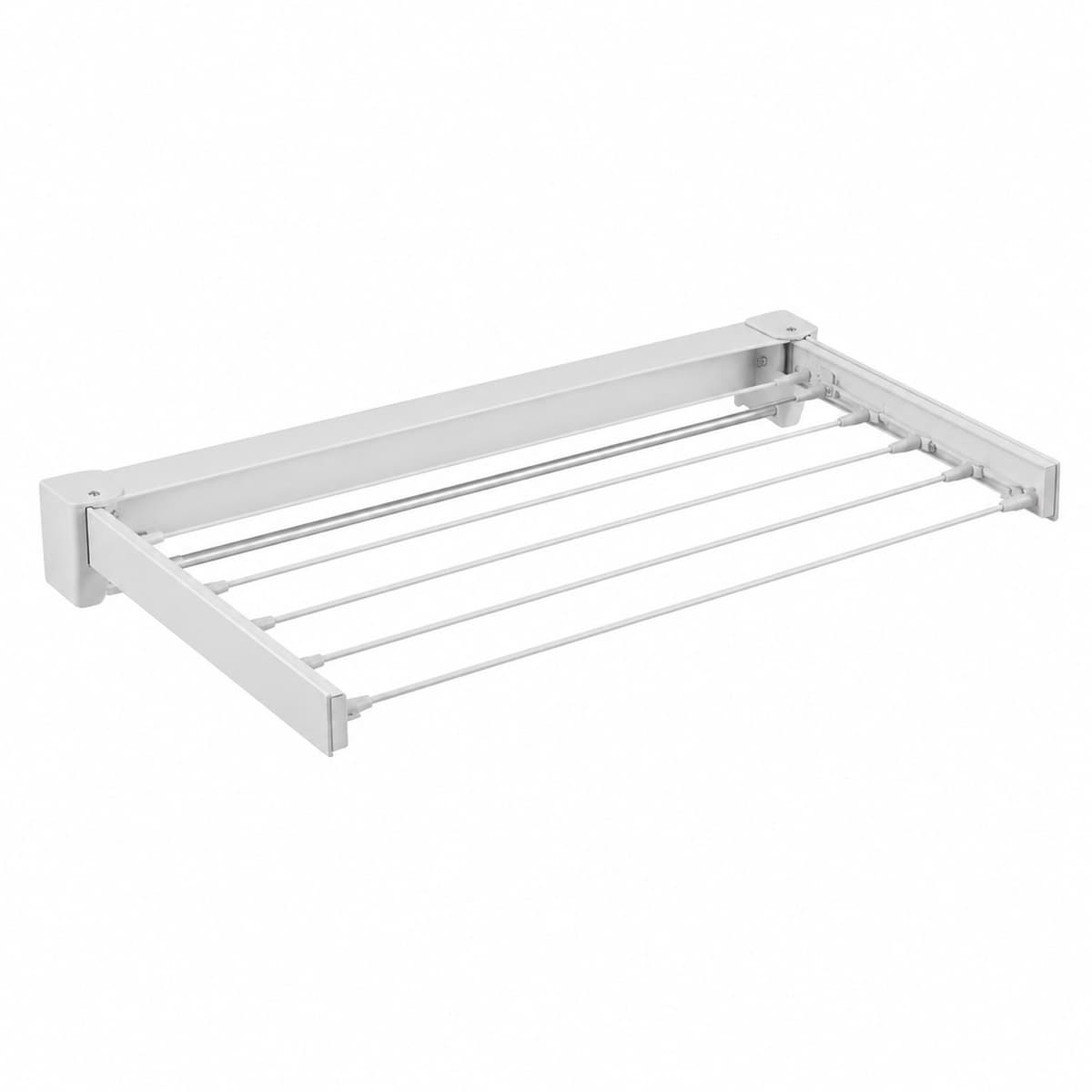 OKWISH Wanddroogrek - Wasrek/Droogrek Hangend – Uitklapbaar Met 90 Graden Vouwfunctie– Voor Wasgoed En Handdoeken – 70 x 37,5 x 10 Cm – Kunststof En Roestvrij Staal – Wit — afbeelding 1