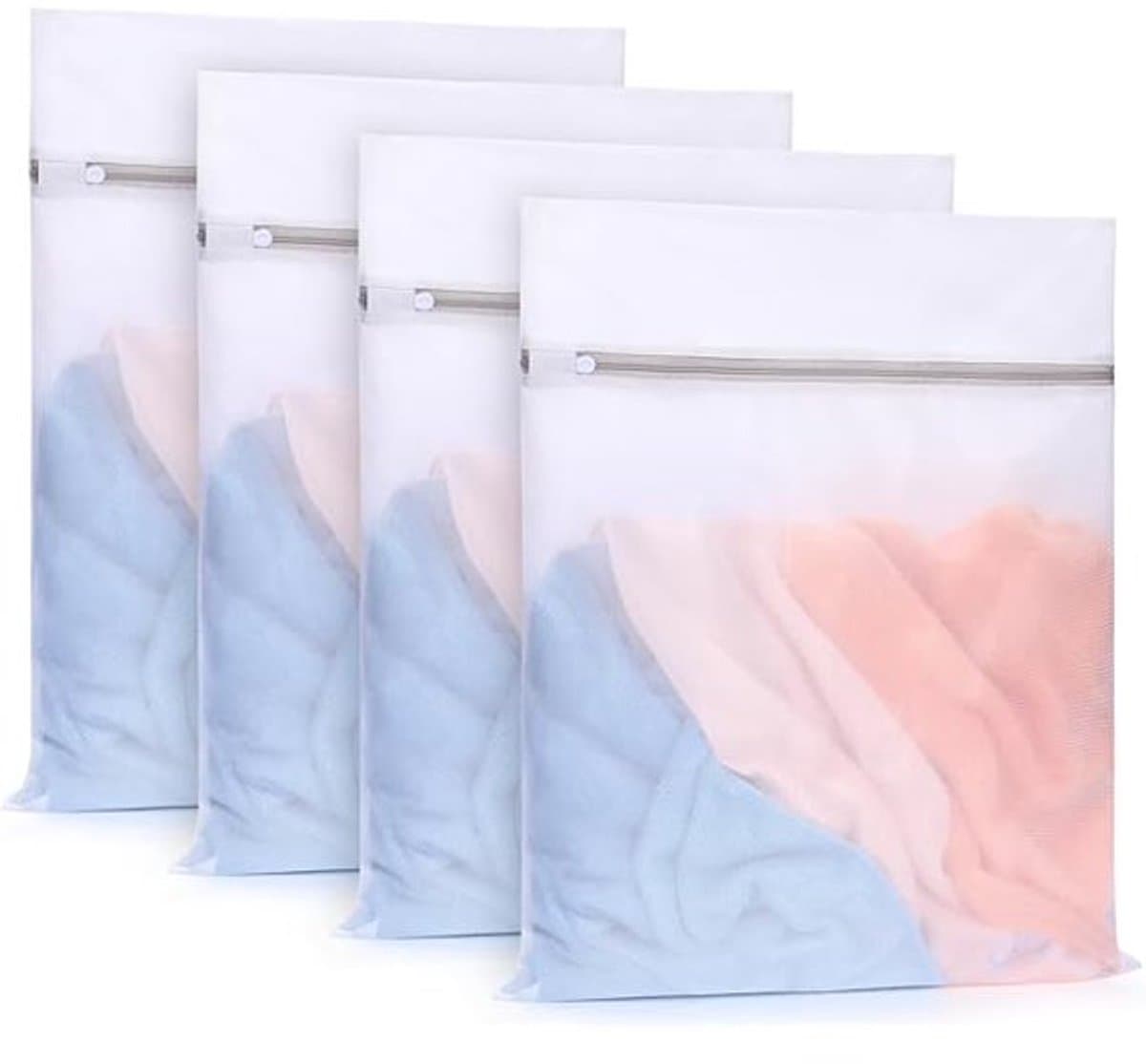 4 stuks duurzame netwaszakken, Wasmachine netzak,16 x 20 inch, delicate waszak voor studenten, studentenhuizen, reizen, gezinnen en appartementbewoners, wit — afbeelding 1