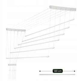 KADAX Plafondwasdroger, wasdroger voor het plafond 6, wanddroger met polyethyleen beklede stalen spijlen, plafonddroger, draagvermogen 12 kg (6x 120/wit) — thumbnail 2