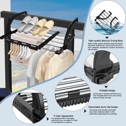 Express Droger Hangende Droger Roestvrij Staal Metalen Uitschuifbare 42-73cm Radiator Droger Opvouwbare Wasdrogers Balkon Droogrek voor het Drogen van Wasgoed Natte Kleding — thumbnail 4