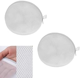 2-stuks Bh-waszak - Bh-tas voor wasmachine - Herbruikbare Bh-waszak - Netwaszak - Handige washulp - 15*17cm - Glad ritsontwerp - Behoudt de vorm van de Bh - Geschikt voor Bh's, delicate kleding, sokken, babykleding - Wit — thumbnail 1