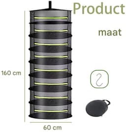 Elkuaie Kruiden Droogrek - 8-lagige Kruidendroger - Opvouwbaar Hangdroognet voor Hydrocultuurplanten - 1 stuks - Zwart — thumbnail 3
