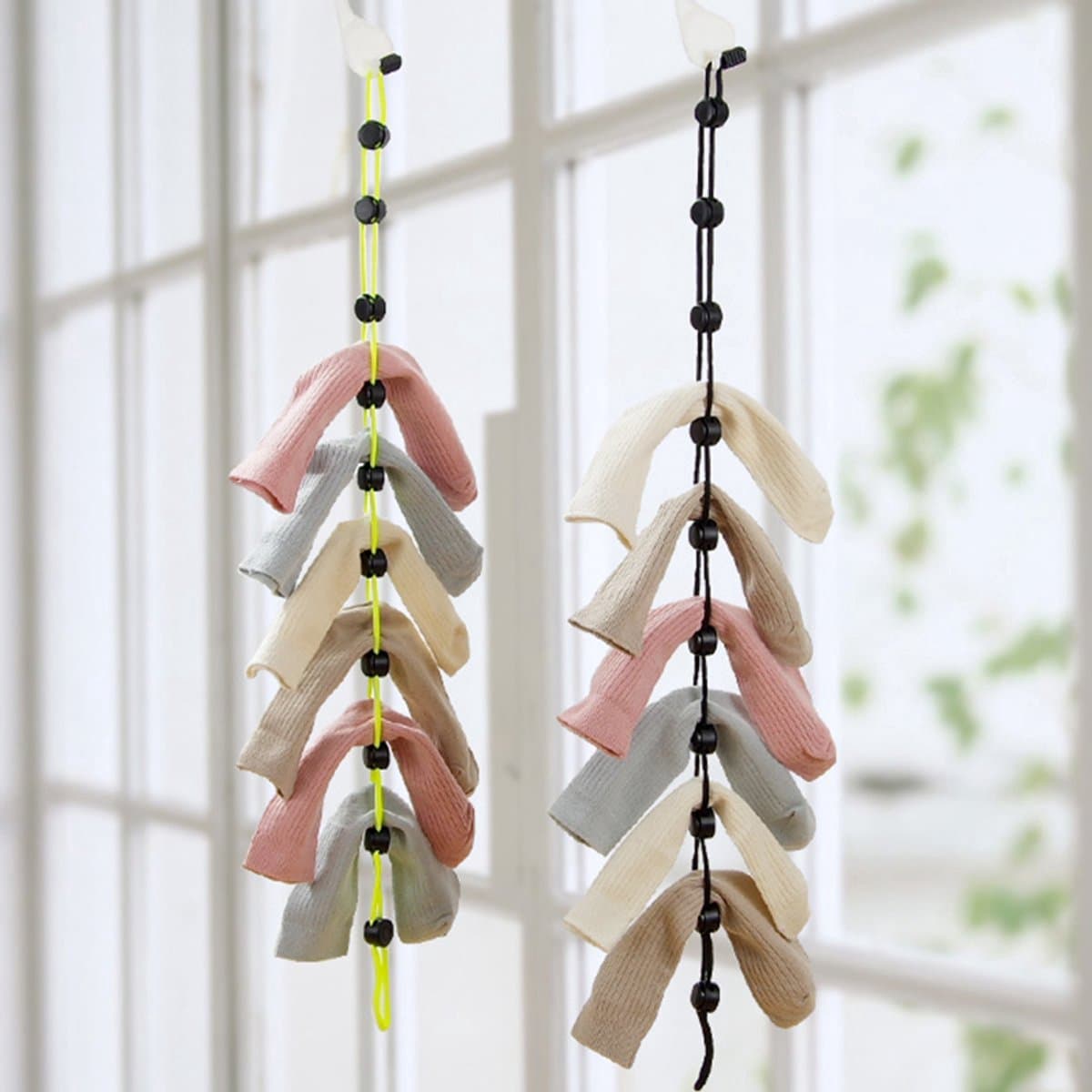 Sokken waslijn - Waskoord - Kledinglijn - Geschikt voor 10 paar - Wasaccessoires - Sokken bijeen houden - Wasdraad - Zwart - Jonyx — afbeelding 1