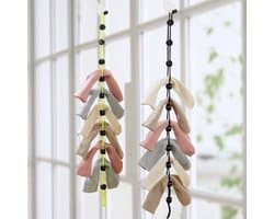 Sokken waslijn - Waskoord - Kledinglijn - Geschikt voor 10 paar - Wasaccessoires - Sokken bijeen houden - Wasdraad - Zwart - Jonyx