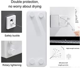 Inklapbare Onzichtbare Waslijn voor Binnen - Dubbele Lijn met Verstelbare Touw voor Balkon en Badkamer - 4.2m — thumbnail 2