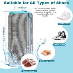 2-Pack schoenwaszakken - schoenreinigingszakken - schoenwaszakken - met onzichtbare rits - machinewasbaar - herbruikbaar - 360 graden pluisreiniging - voor sneakers- tennisschoenen en schoenen (grijs) — thumbnail 5