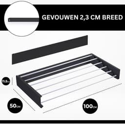 DailySupplies® Wanddroogrek - Droogrek Inklapbaar - Wasrek - Droogtoren - Droogrekken - Zilver met zwart — thumbnail 5