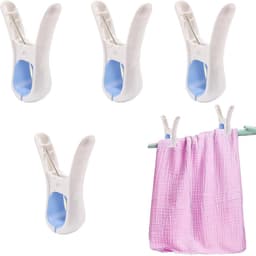 Wasknijpers - 8 Stuks - Wasrek Knijpers - Wasknijpers Plastic - Knijpers Plastic - Strandlaken Knijpers - Grote Handdoek Klemmen - Badlaken Clips - Binnen En Buiten - Duurzaam - Opening 4 Cm - Blauw — thumbnail 4