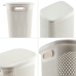 KADAX Plastic wasbak, lichte wasmand, wasverzamelaar van kunststof, luchtdoorlatende wasbox, met deksel (wit) — thumbnail 4