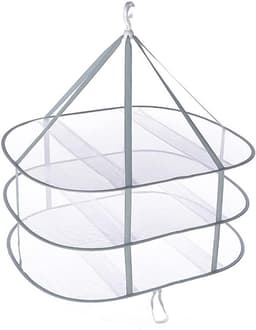 Droognet Opvouwbaar - Droogrekken - Polyester - Kledingmand - Mesh Droogrek - Hangende Droger - 3 Laags - voor Kleding, Kruiden, Bloemen, Groenten en Vrucht - 78*61*80CM - Wit — thumbnail 1