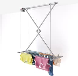 Foxydry Mini 128 cm plafond droogrek - handbediend - 9,6 m drooglengte - grijs — thumbnail 1