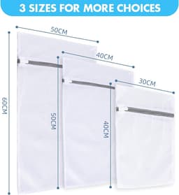 3-delige set - waszakken van fijn gaas - duurzame waszak met ritssluiting - Netzakken voor wasmachines - voor kleding, ondergoed en sokken (30 x 40 cm/40 x 50 cm/50 x 60 cm) — thumbnail 2