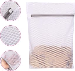 JeiibrZui Washzakken Van Honingraatgaas - Waszak Voor Delicate Stoffen - Beschermende Waszakken Met Rits - 3 Stuks - Wit Voor Reizen En Wassen — thumbnail 3
