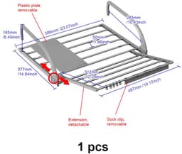 Hangdroogrek voor radiator en balkon - Aan twee zijden uitschuifbaar - Grijs 59 x 38 cm — thumbnail 2