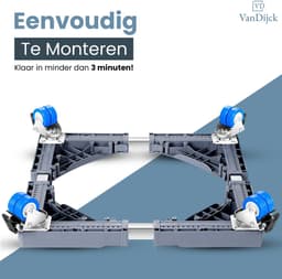 VanDijck Wasmachine Verhoger - Met Wielen - Verstelbaar 42-75 cm - Max 300 kg — thumbnail 4