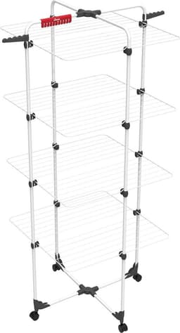 Thuys – Droogtoren 4 Verdiepingen – Tot 4 Wasbeurten – Oprolbaar Hoogte 1,65m – 71 x 71 x 169cm – Wit — thumbnail 1