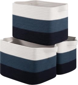 Opbergmand voor het organiseren, gevlochten manden voor opslag, rechthoekige decoratieve manden voor planken, kasten, speelgoed, boeken, kinderkamerorganizers - verpakking van 3 (blauw met kleurverloop) — thumbnail 1