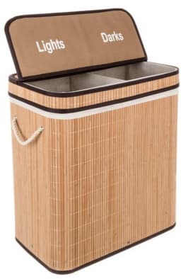 Ruhhy Wasmand dubbel - bamboe - 100 liter - 60 x 54 cm - lichte en donkere was - natuurlijke look — thumbnail 5