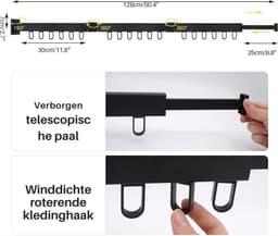 Thuys – Droogrek Muur – Droogrek wand – Wasrek Muur – Uitrekbaar – Zwart — thumbnail 3
