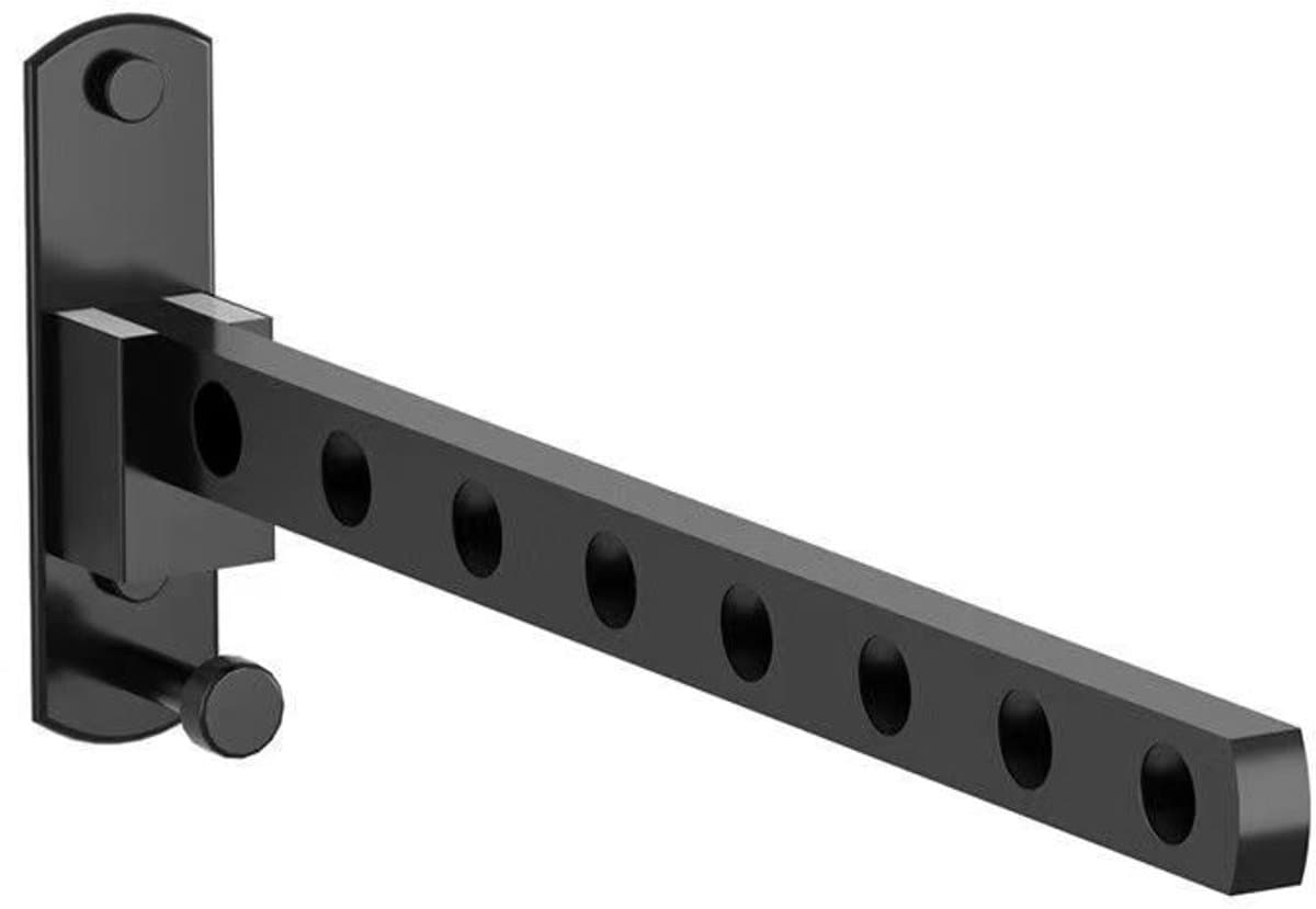 Droogrek - Kledingrek - Wasrek - Kledingroede - Kledingstang - Wanddroogrek - Droogrek muur - Hangdroogrek - Wasrek hangend - Wasrek muur - Wandkapstok - Inklapbaar - 8 holes - zwart — afbeelding 1