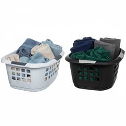 5Five Wasmanden set - 2 stuks - extra groot - grijs/wit - kunststof - 51 liter - 67 x 47 x 27 cm — thumbnail 4