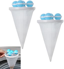 2-stuks Wasmachine pluizenfilter - Wasmachine filterzak - Wasmachine haarverzamelaar - Huisdierhaarverzamelaar - Drijvend ontwerp - Herbruikbaar - Vangt kledingresten op - Geschikt voor het reinigen van wasmachineresten - Blauw — thumbnail 1