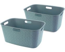 Curver Softex Wasmand - 45 liter - Set van 2 - 57x37x27cm - Blauw — afbeelding 1