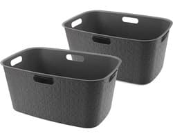 Curver Softex Wasmand - 45 liter - Set van 2 - 57x37x27cm - Antraciet