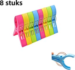 8-pack - Quiltklemmen - Groot winddicht - Plastic wasknijpers - Gemengde kleuren — thumbnail 1