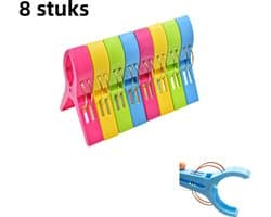 8-pack - Quiltklemmen - Groot winddicht - Plastic wasknijpers - Gemengde kleuren