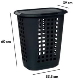 5Five Wasmand met deksel - extra groot - antraciet - kunststof - 63 liter - 53 x 38 x 60 cm - open structuur — thumbnail 5