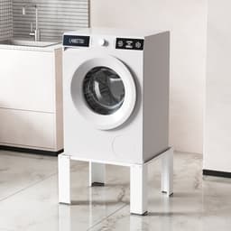 Wasmachine Verhoger - Dubbel- Wasmachine opbouwmeubel - Tot 100kg - Wasmachine Kast - Wasmachine Sokkel Universeel Wit — thumbnail 4