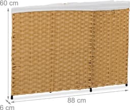 wasmand met 2 vakken - 110 liter - rotanlook - binnenzak - bruin-beige — thumbnail 2