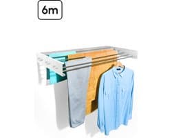 Bodo® In- en uitklapbaar droogrek met Ophanghaken - Wit - 6m Drooglengte