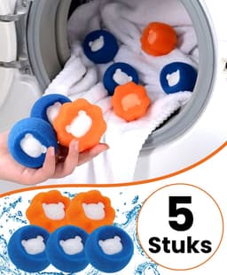 Boncy® Drogerballen 5 stuks - Droger Ballen Haarverwijderaar voor Wasdrogers & Wasmachine - Haarvanger Wasbollen - Anti Haar Droogballen - Wasdrogerballen - Wasballen Pluizenverwijderaar Huisdieren Wasmachine Pluis Wasbol — thumbnail 1